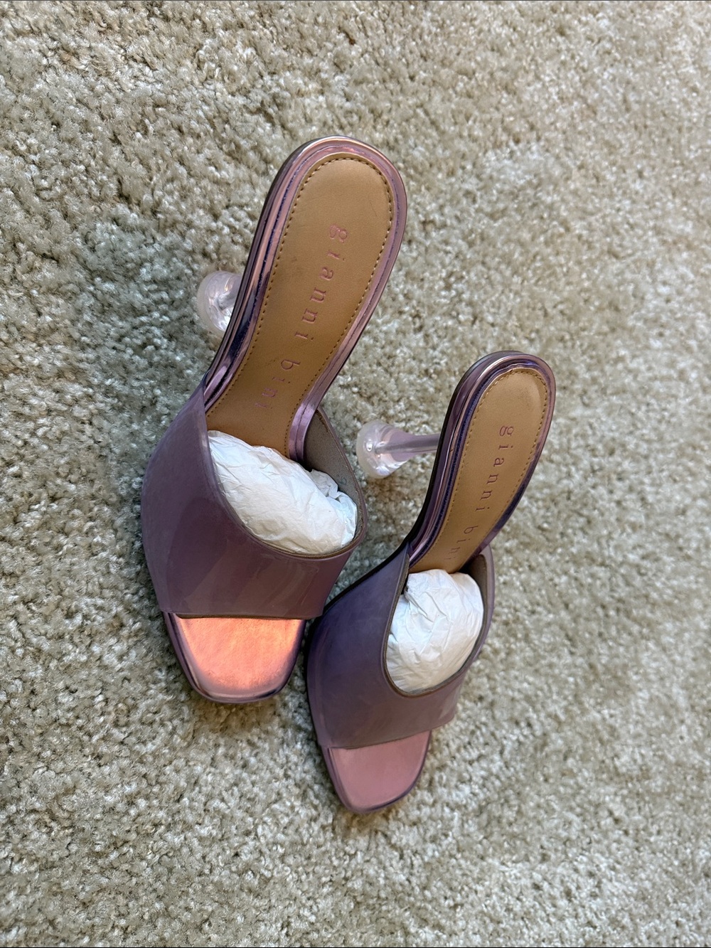 Gianni Bini Purple Lavender Open-Toe Slide Heels